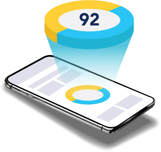 Image of phone showing icon representing the Lux Score